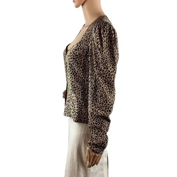 FRAME Leopard Print Silk Peplum Blouse Size S - Picture 4 of 7